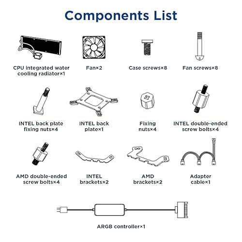 Miniatura 6 de Enfriador líquido de CPU Enfriador de agua de CPU de 9.449 in Aio Enfriador de CPU Líquido Enfriamiento de CPU, Compatible con AM4 AMD Intel LGA RGB
