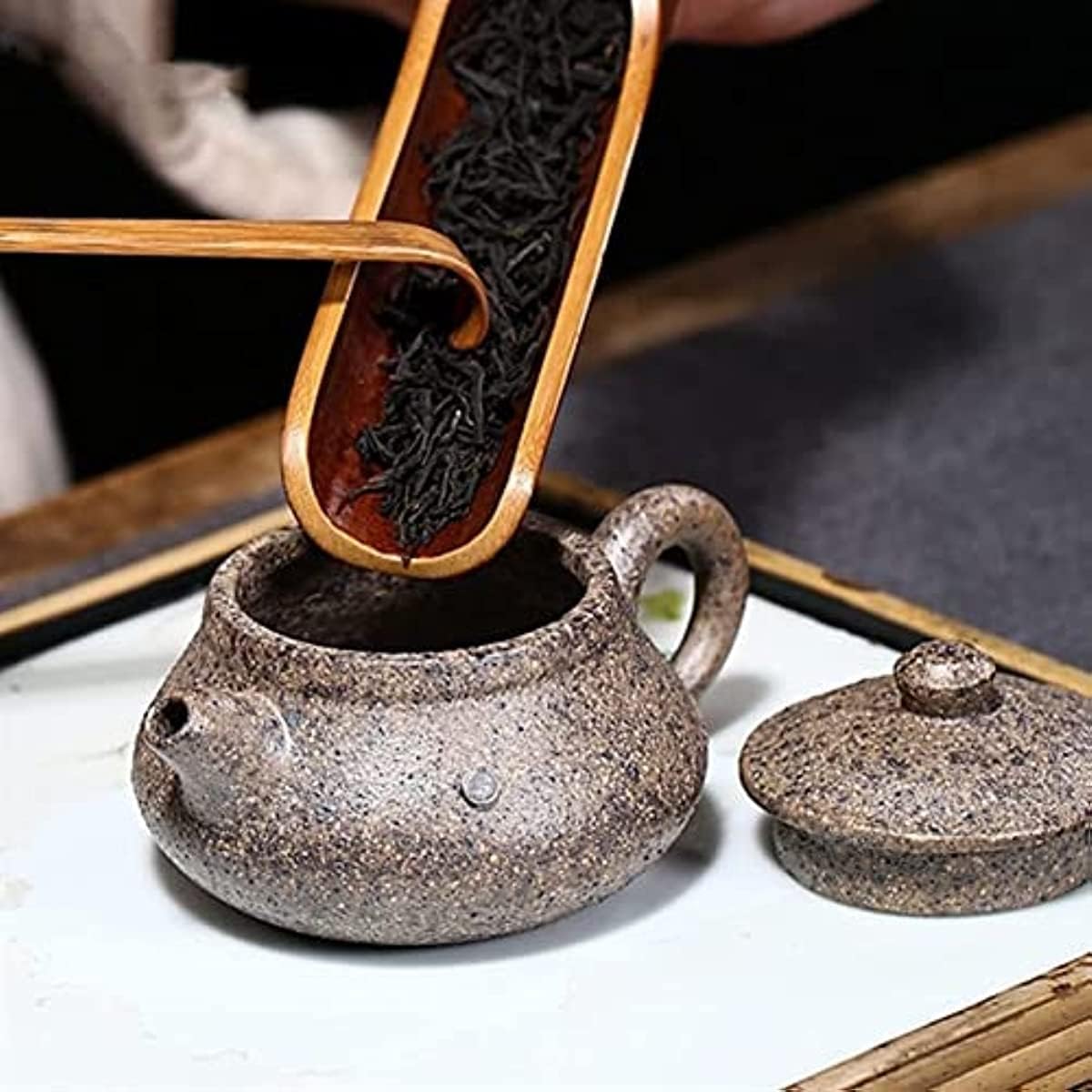 Set da Viaggio in Ceramica con teiera da 90 ml, bollitore Tradizionale con Filtro, teiera Cinese Viola, Sezione Minerale Grezzo, teiera di Bellezza in Fango