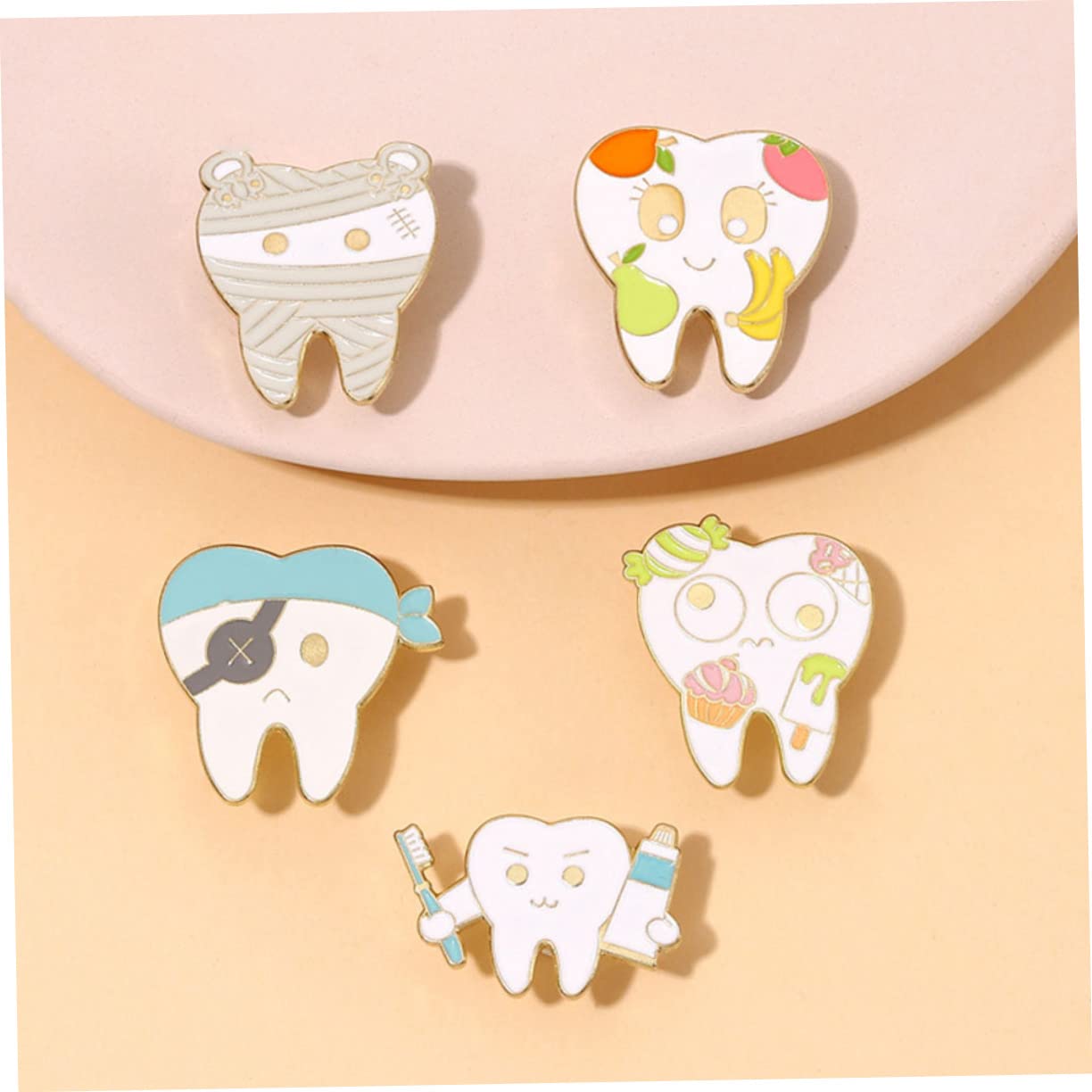 SHERCHPRY 10 pz Dente Spilla Vestiti Delle Donne Denti Spilla Carino Infermiera Denti Denti Denti Spilla Denti Pin Zaino