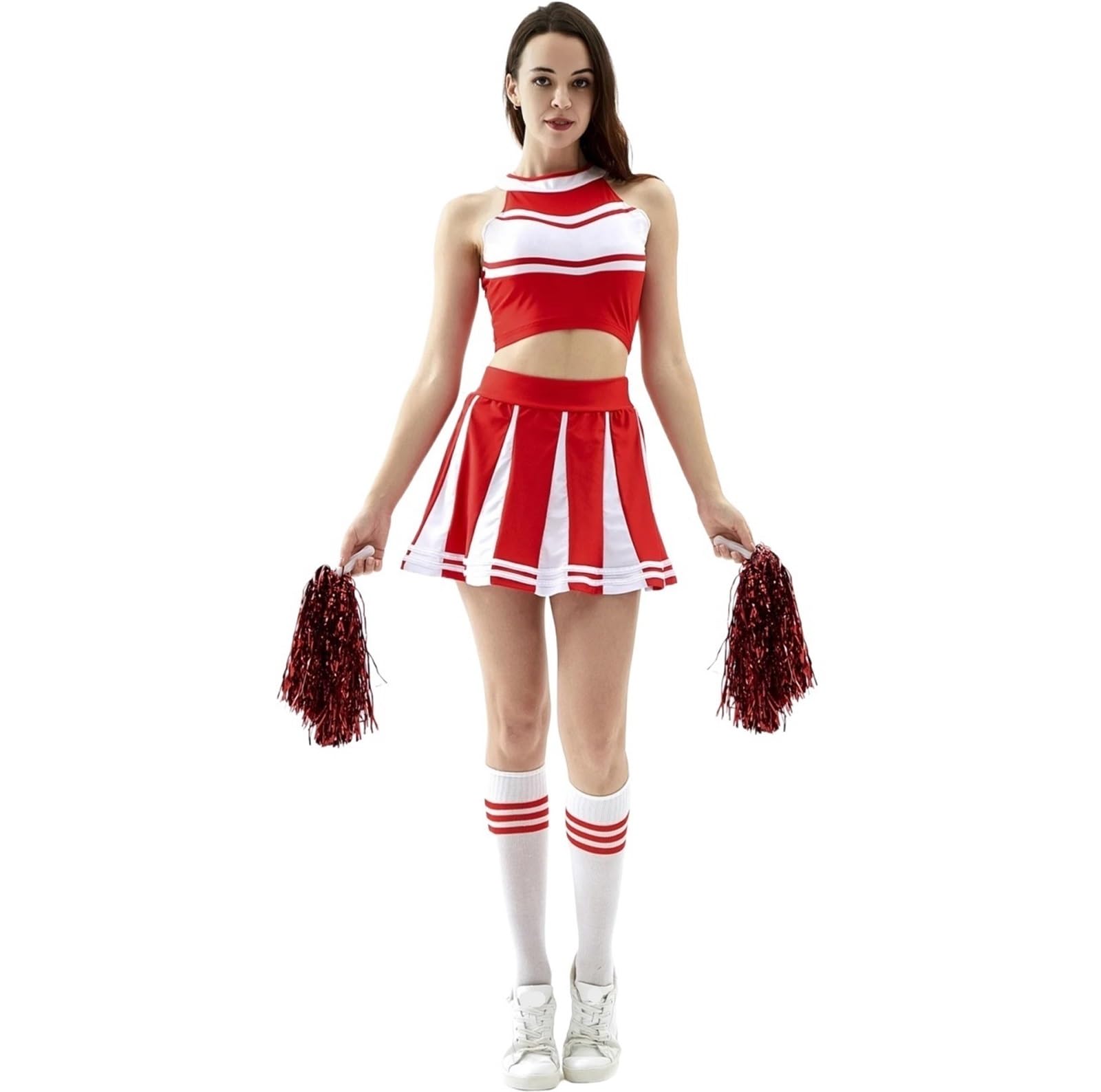 Cheerleading Kostüm Faltenrock Cheerleading Kostüm Performance Kostüm Uniform Für Bühnenauftritte(Red,L)