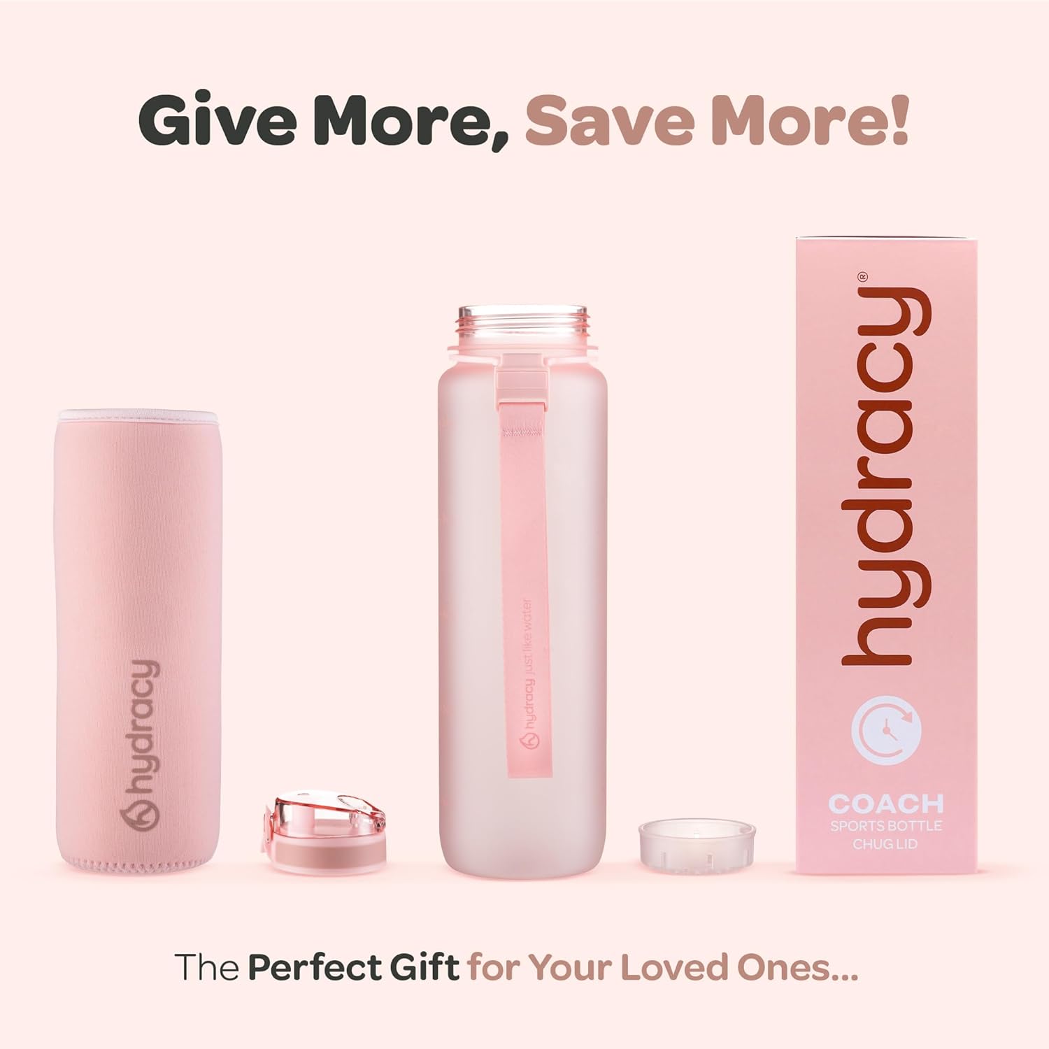 Hydracy Water Bottle with Time Marker -Large BPA Free Water Bottle & No Sweat Sleeve -Leak Proof Gym Bottle with Fruit Infuser Strainer & Times to Drink -Ideal for Fitness Sports & Outdoors