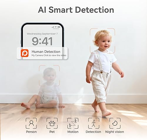 Miniatura 2 de Cámara interior para el hogar, cámara interior de 3 MP sin suscripción, monitor de bebé para pantalla de Google TV, sin tarifa mensual, audio de 2