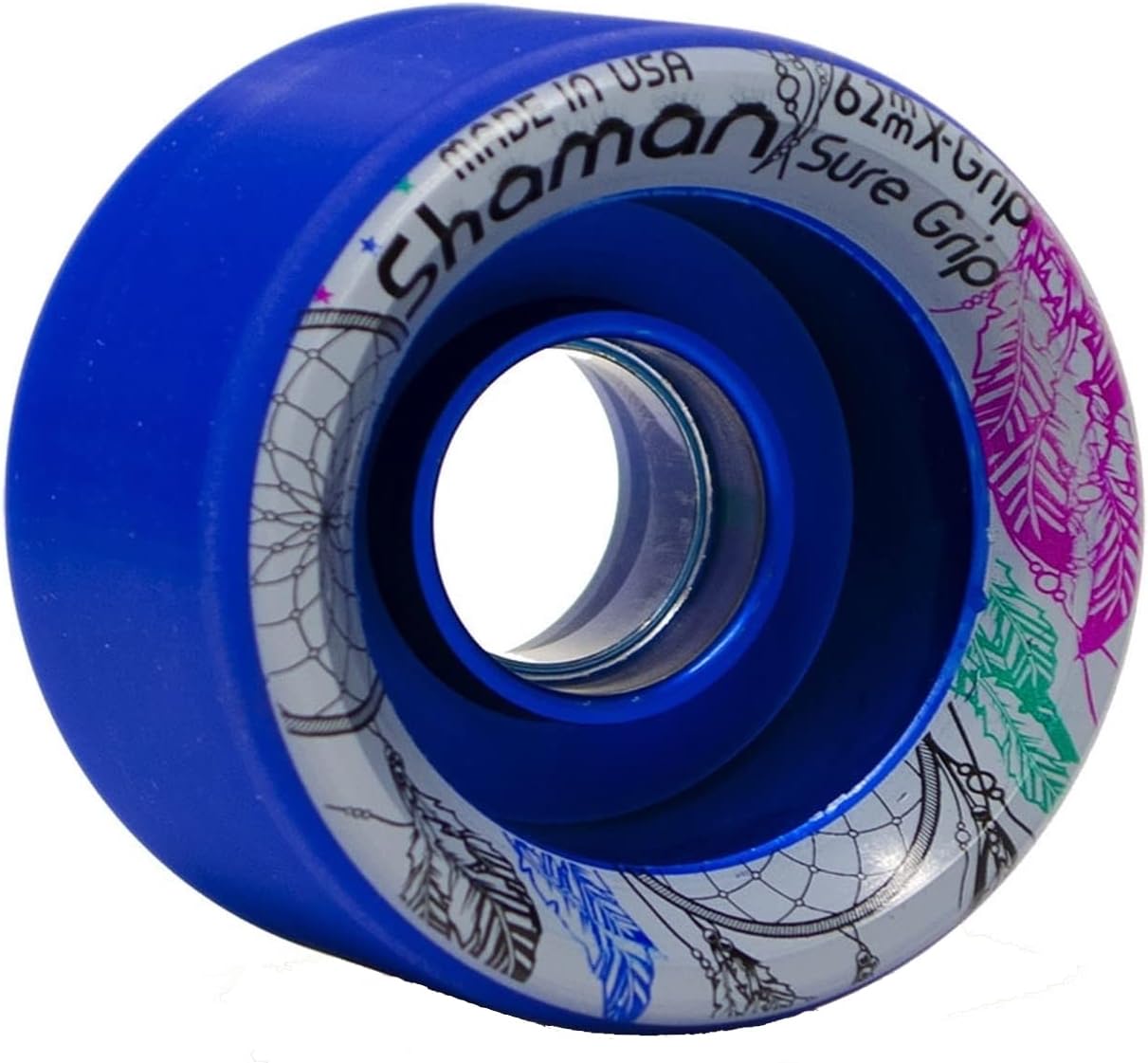 Sure-Grip Shaman Wheels | Made with Urethane & Anodized Aluminum Core | Blue - 89A / Green - 93A / Red - 95A / White 98A Hardness with 62mm * 42mm Dimensions - Attractive & Stylish - Made in USA
