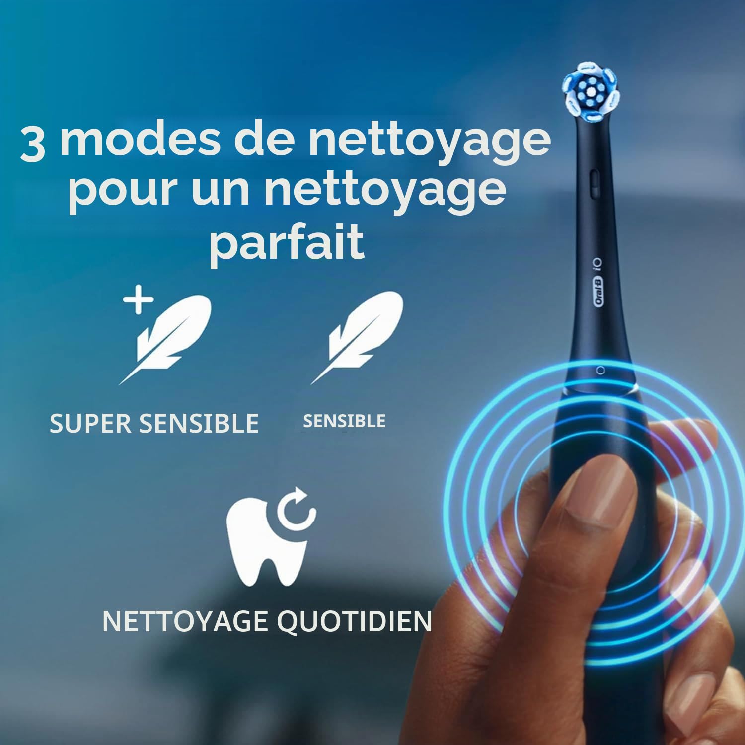 Oral-B iO Series 2 Brosse à dents électrique, 1 brosse, 3 modes de brossage, technologie magnétique, étui de voyage, conçue par Braun, noir nuit