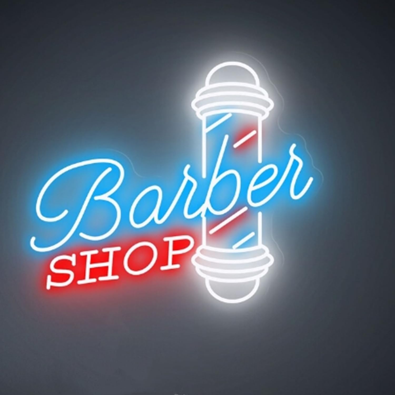 Panneau néon LED à intensité variable pour magasin de coiffure - Décoration murale et de fenêtre - Matériau acrylique réutilisable - Salon de coiffure - Cadeau pour coiffeur - 37 x 32 cm