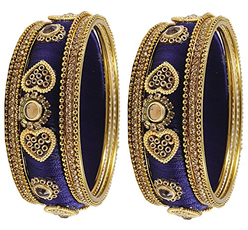 Image of NMII Get your traditions Valentine Gift for Girls & Women Silk Thread Bangle Set With Zircon For Womne & Girls