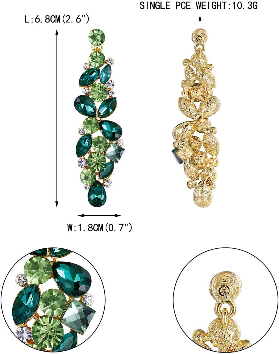 EVER FAITH Bridal Tear Drop Flower Cluster Dangle Earrings Crystal Rhinestone - Image 6