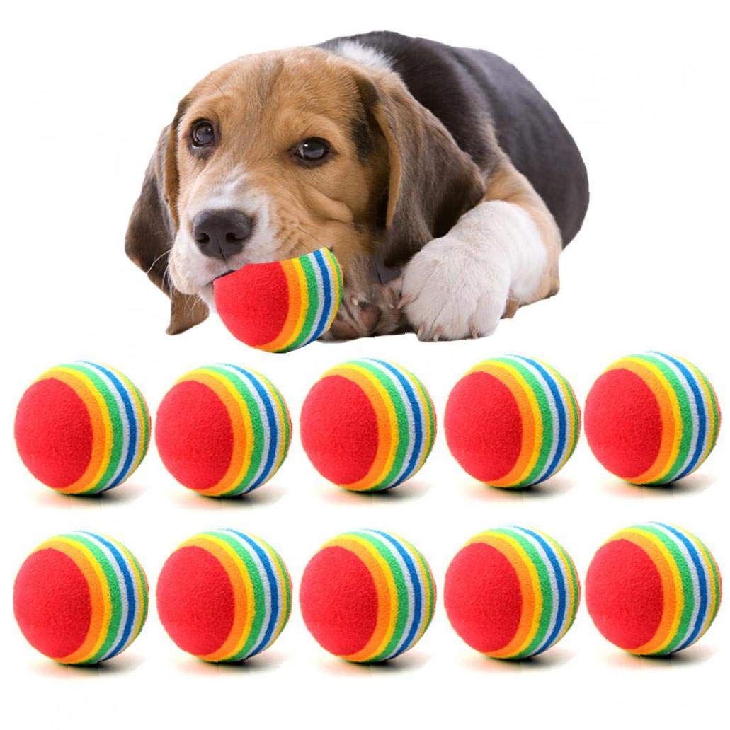 Zonfer 1Pcs Random Color 10Pcs Cute Mini Small Dog Toys - Chew Puppy Dog Ball For Pets & Puppies