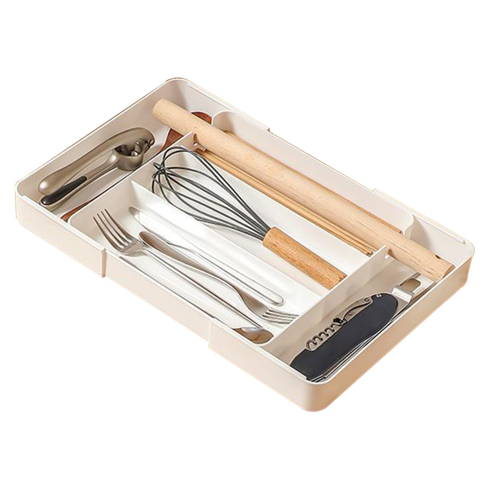 Bandeja de cubiertos expandible, organizador de cajones de cocina para cucharas y tenedores, divisor de almacenamiento para el hogar, oficina, restaurante, soporte para utensilios