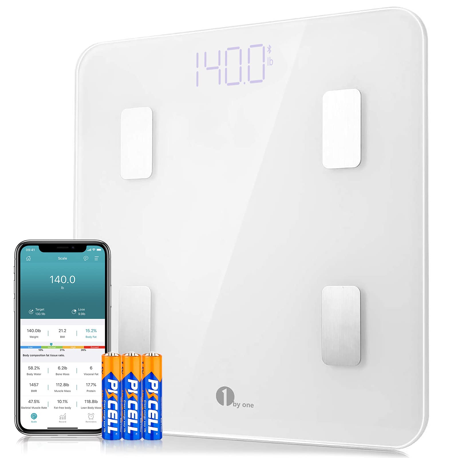 1 BY ONE Scale for Body Weight, Smart Body Fat Scale, Digital Bathroom