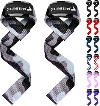 TECEUM Neoprene Padded Cotton Lifting Straps for Weightlifting, 1 Pair