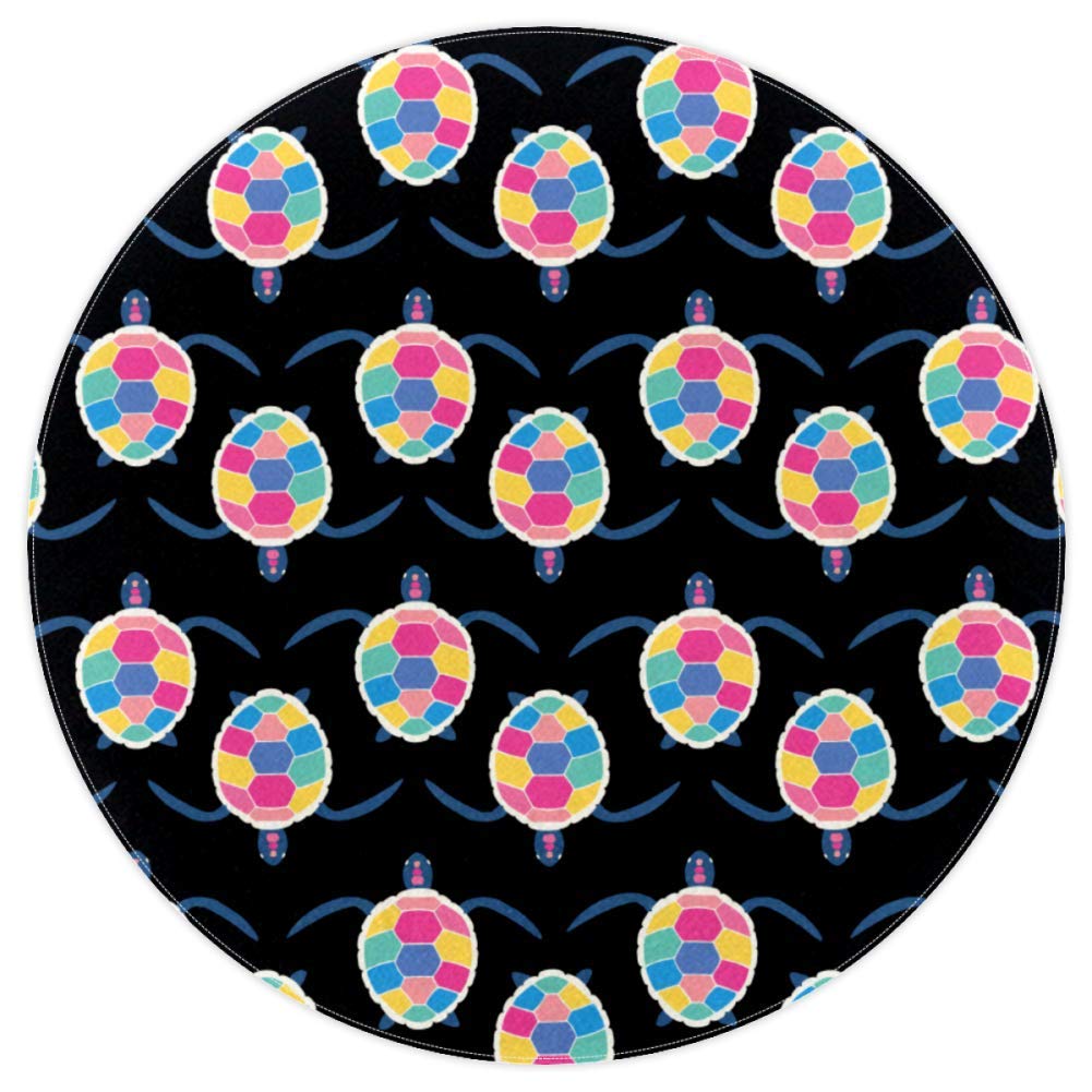 Tapis de sol doux tortue tapis rond multicolore antidérapant 160cm