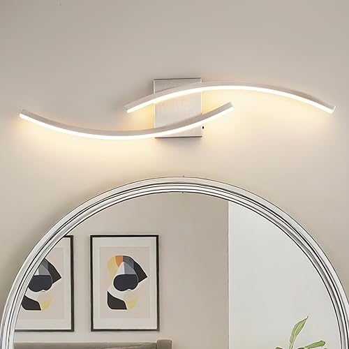 Lámpara moderna de tocador de baño de 31.5 pulgadas, lámparas de níquel cepillado, regulables, 5CCT, lámpara de baño LED sobre espejo, lámpara de