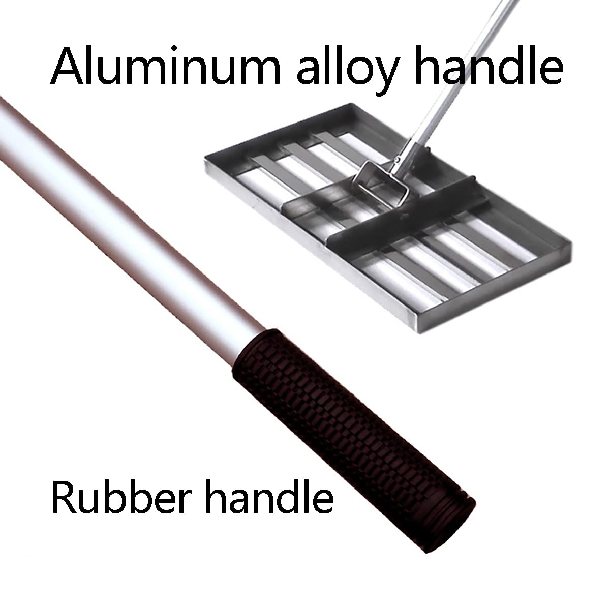 Rastrello livellatore per Prato in Acciaio Inox con Manico, Lunghezza 1,37 m, Ideale per Giardini, campi da Golf.