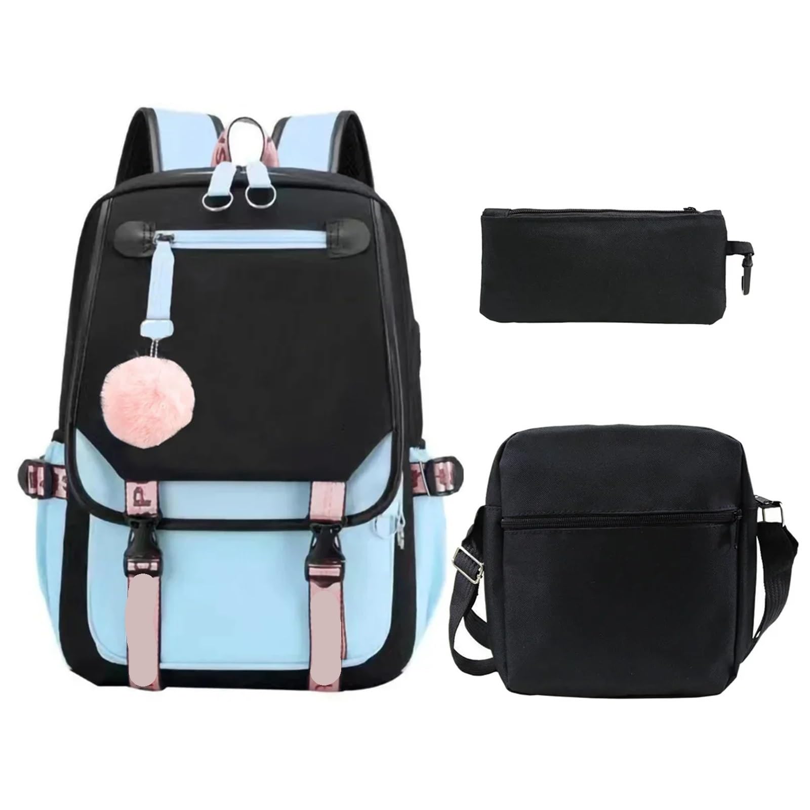 Fashionable Student Backpack Single Shoulder Bag Pen Case Three Piece Set Multifunctional(352-LB-custom images)