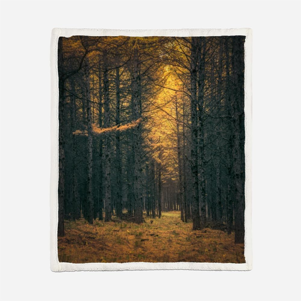 Couverture en sherpa arbres et finitions haut de gamme pour l'hiver