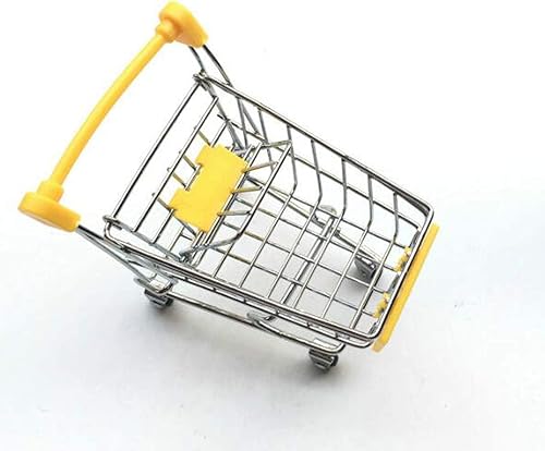 Miniatura 5 de 2 piezas Mini carrito de compras carrito de supermercado carrito de compras utilitario modo almacenamiento juguete, amarillo y rosa
