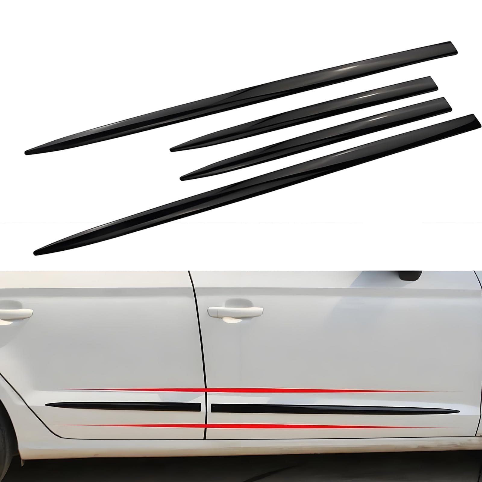 ISTOVO Jupes LatéRales de Voiture pour Volvo XC40 2019-2025, ABS Garniture Jupe LatéRale Carrosserie Extensions Bas Caisse Anti-Collision (4pcs),Silver-Normal