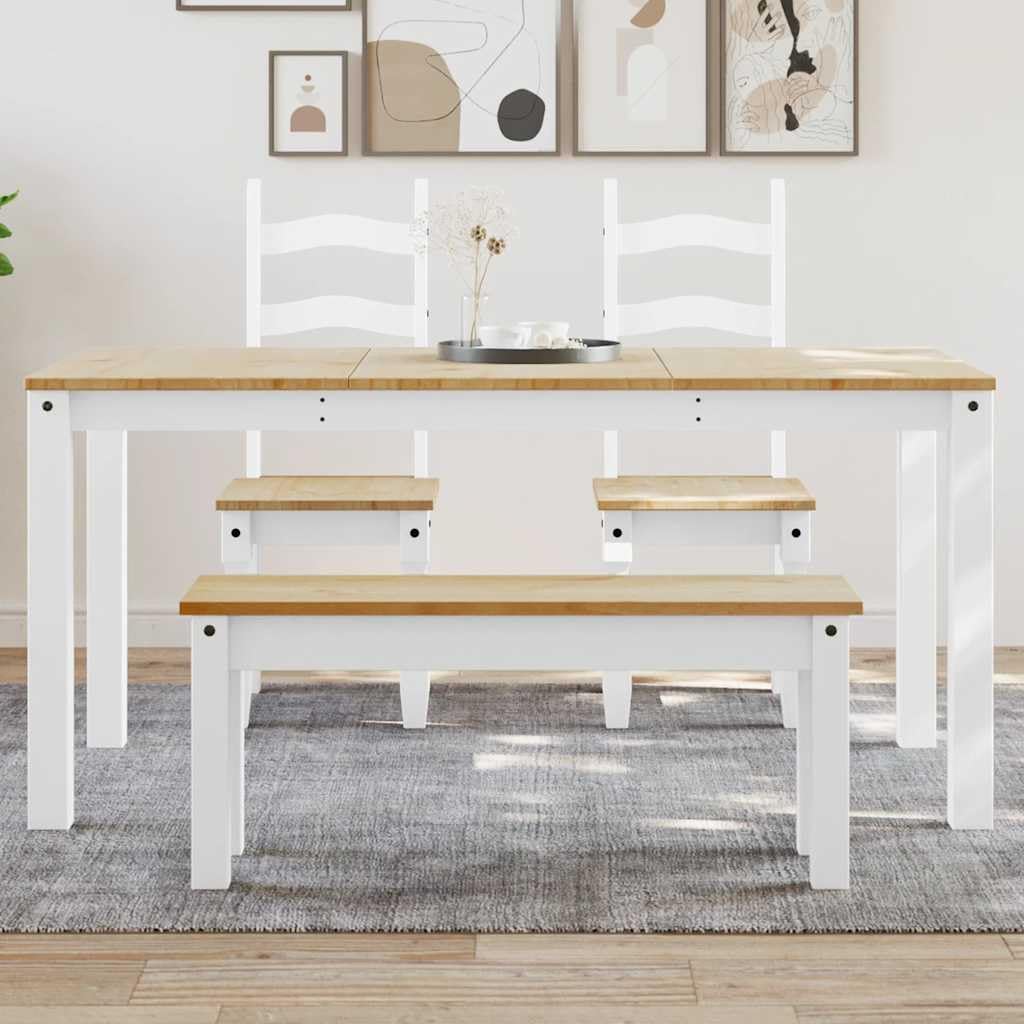 Tavolo da pranzo Panama 160x80x75 cm Legno di pino massiccio Bianco