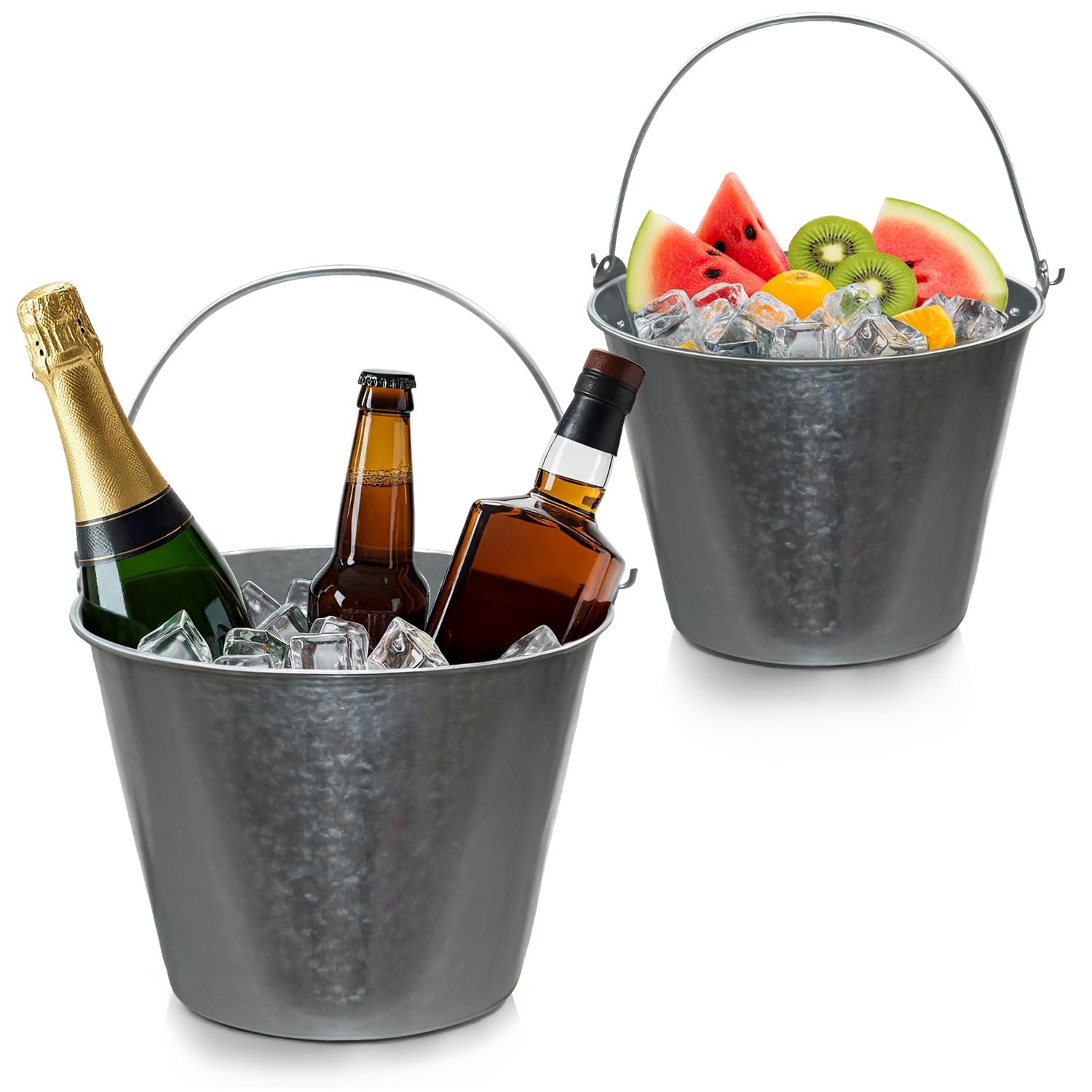 PLEXON Metal Ice Bucket for Parties Coctail Bar Restaurant - Drink Beer Champagne Metal Pail Bucket with Handle, Beverage Chiller for Valentines Day,