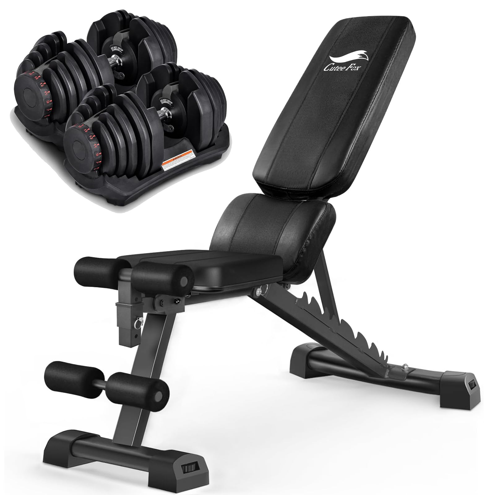 Amazon | CuteeFox 商品 トレーニングベンチ＋可変式 ダンベル 40kg  