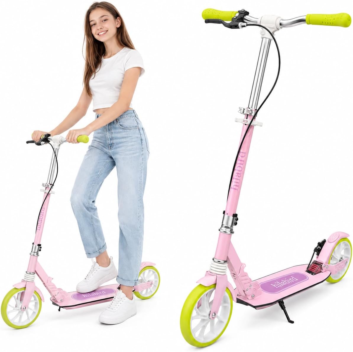 Kick Scooter for Kids 6-12, Teens & Adults, 8-Inch Light-Up Wheels
