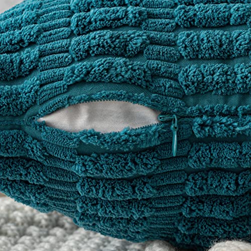 MIULEE Pack of 2 Cushion Covers 45x45 cm Corduroy Malachite Blue Square Decorative Throw Pillow Covers 18x18 Inch Boho for Living Room Sofa Bedroom - Image 3
