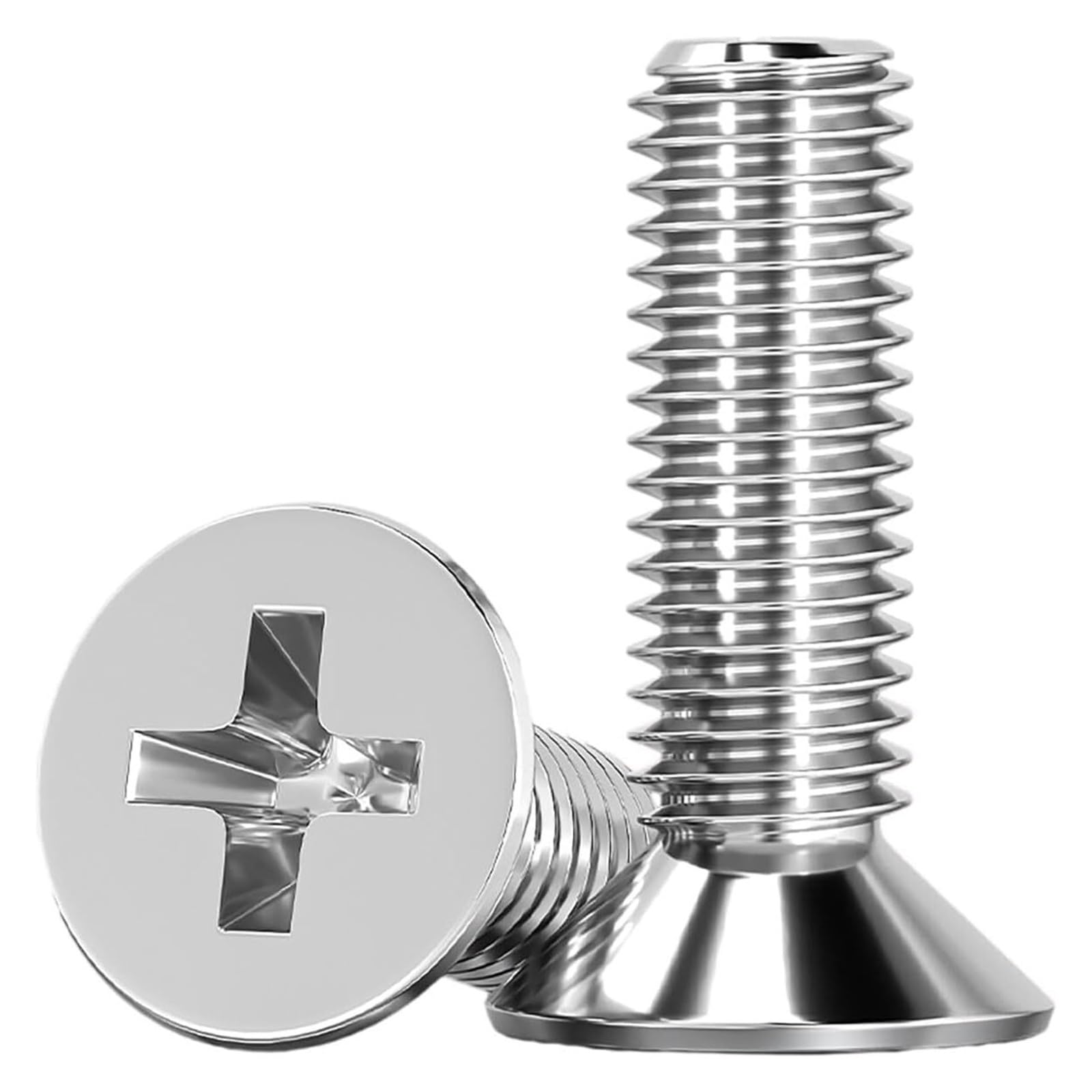 Śruby z łbem krzyżakowym, Śruby z łbem stożkowym p 500 szt. M4 X 4/5/6/7/8 mm Śruby maszynowe z łbem stożkowym płaskim, napęd Phillips, stal nierdzewna 304, pełny gwint(M4*8 500)