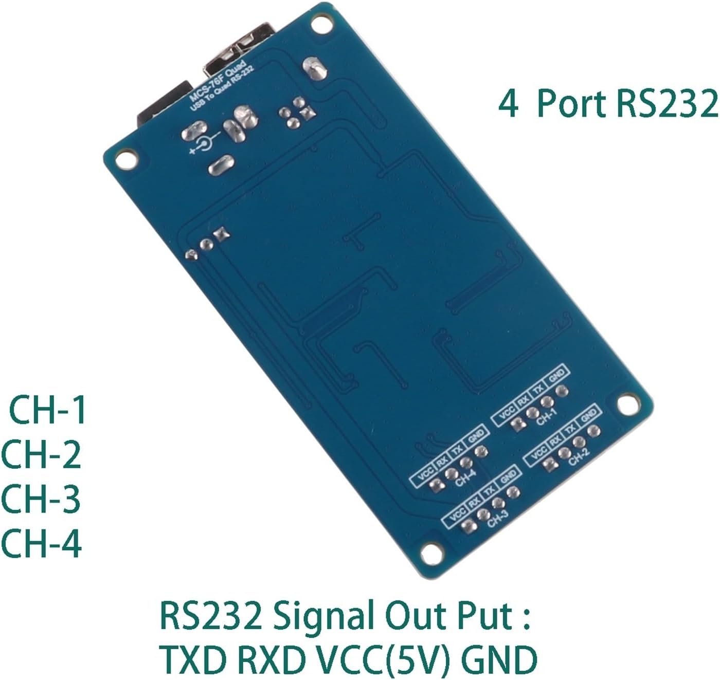 FT4232H Speed USB to 4 Channel 2.54mm Terminal RS232 Serial Adapter Converter Programming Communication Upgrade Cable(with 1.5m USB Cable)
