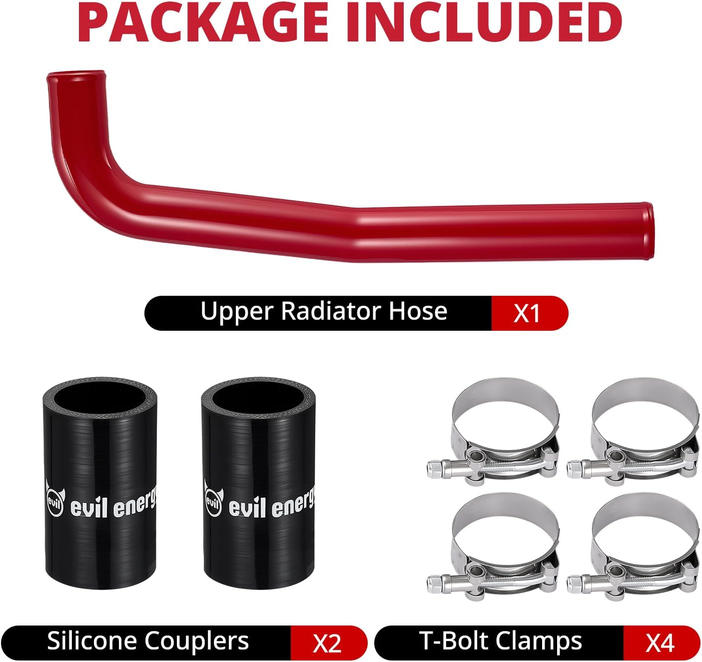 EVIL ENERGY Upper Coolant Hose Kit for 2010-2018 6.7L Cummins, Aluminum Upper Radiator Coolant Hose Replacement Upgrade for Single Radiator 2010 Dodge Ram 2500/3500 and 2011-2018 Ram 2500/3500