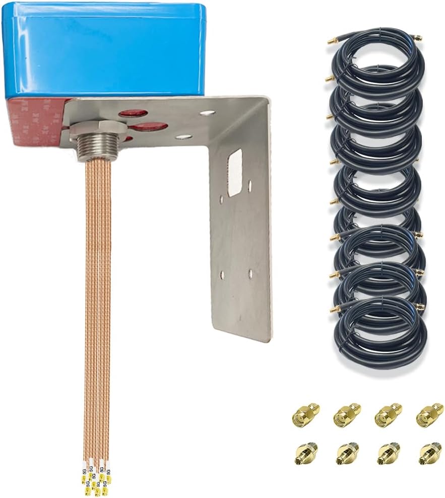 Maswell® 8X8 5G MIMO Antenna Outdoor, Entry-Level 3dBi, Screw and Adhesive Mount 2.2m Cable, 750-6000MHz Global 5G 4G LTE 3G Lora UWB and WiFi 7, NOT for Boosting