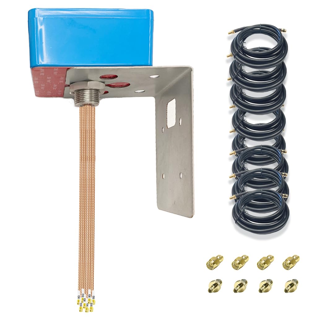 Maswell Antenne MIMO 8 x 8 5G pour l'extérieur, entrée de gamme 3dBi, câble à vis et adhésif de 2,2 m, 750-6000 MHz Global 5G 4G LTE 3G Lora UWB et WiFi 7, ne convient pas pour booster