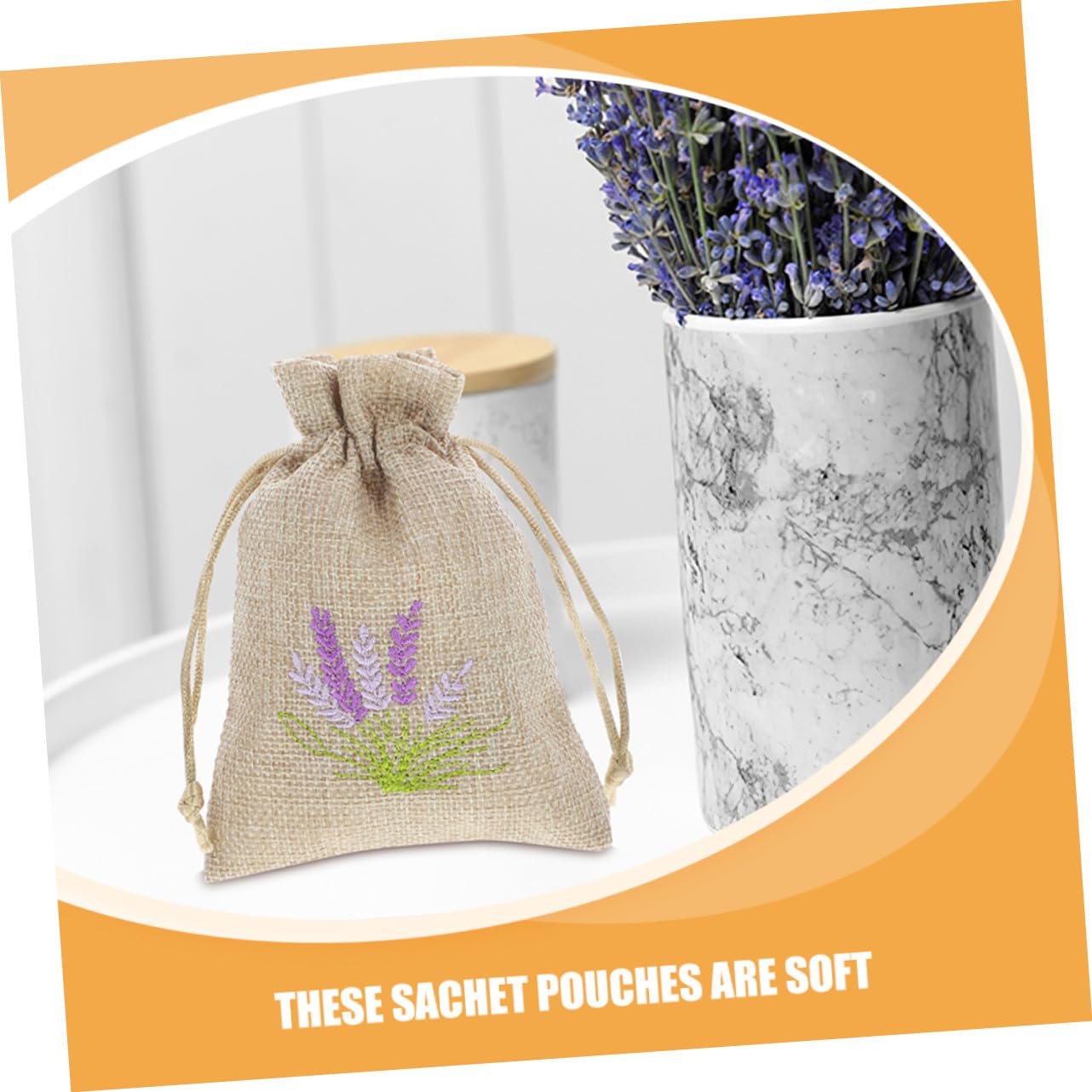 HOODANCOS 22 Sacchetti in Iuta Chiusura a Cordoncino Ricamati Motivo Lavanda, Eleganti e Versatili per Conservare Piccoli Oggetti e Gioielli in Casa come Regalo