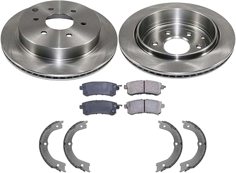 Rear Rotors Brake Pads Brake Shoes Spring 5pc Kit for INFINITI for QX5 for QX80 Ceramic Steel Uncoated 349.8 mm -Rotor Outside Diameter D40601LA6A 10-31571 432061LB0A