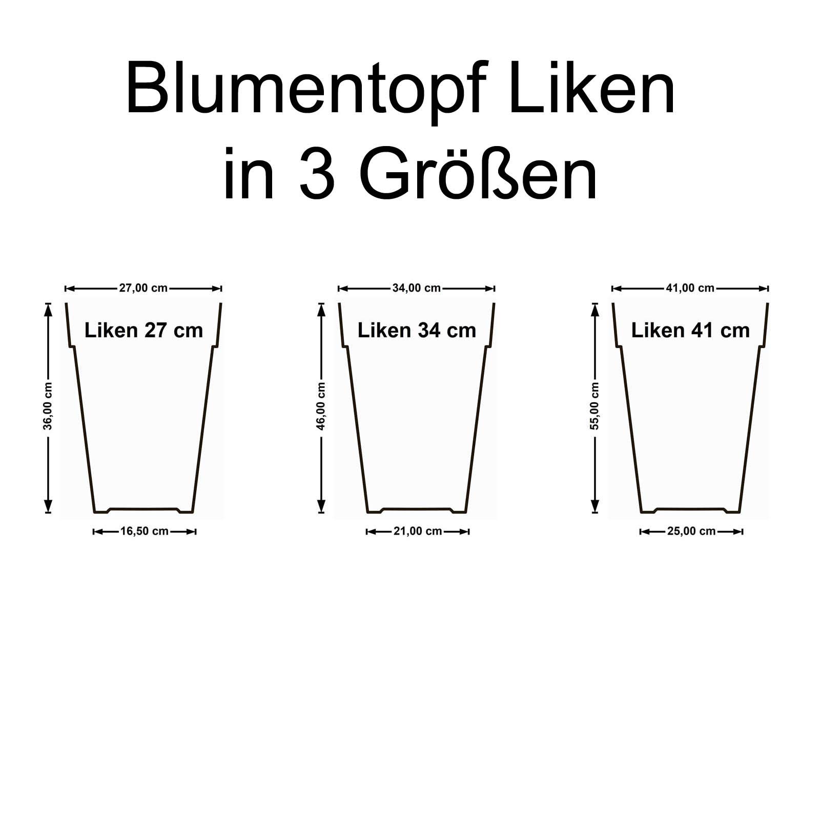 Euro3plast 3er-Set Blumentöpfe/Übertöpfe Liken Ø 27 cm, 34 cm, 41 cm, aus Kunststoff in Grün