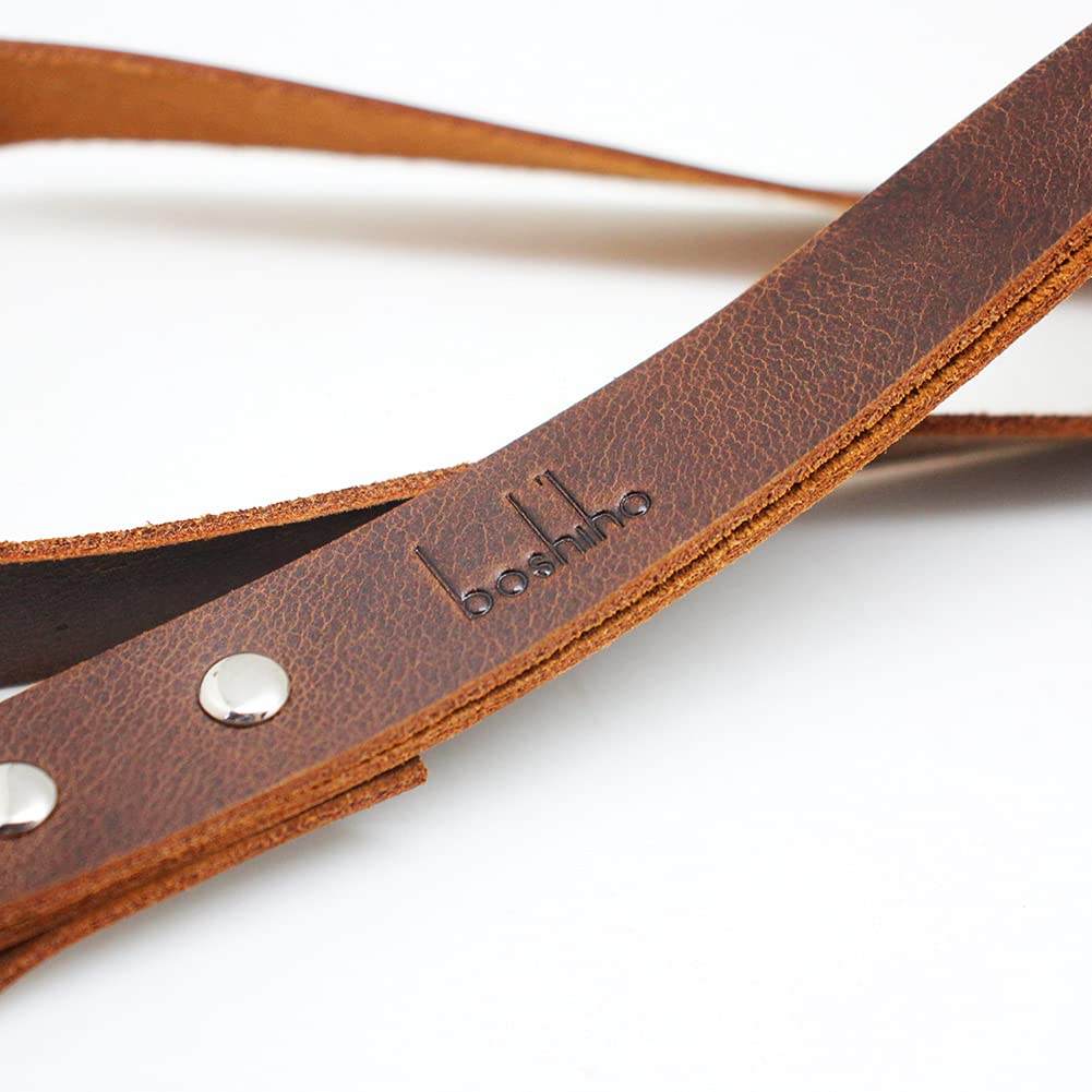 Boshiho Keychain Lanyard - Cowhide Leather Neck Lanyard with Metal Clasp for ID Badge Holder Keys, USB, Cell Phone etc (Dark brown B) - Image 3