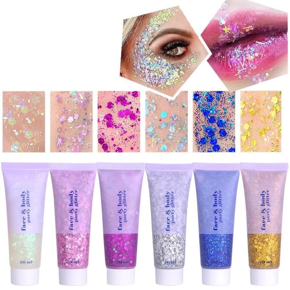 Beliky Girl Body Glitter Gel, Face Glitters Body Gel Sequins Shimmer Liquid Eyeshadow, Mermaid Sequins Liquid Holographic Glitter Gel, Chunky Glitter for Face Hair Nails (ALL), 1.0 countBeliky Girl Body Glitter Gel, Face Glitters Body Gel Seβ¦