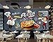 Produktbild 3D Wall Mural Wallpaper Black Hand-Painted European American Food Pizza Tooling Background Wall Art 3D Wall Murals For Living Room 350cmx250cm