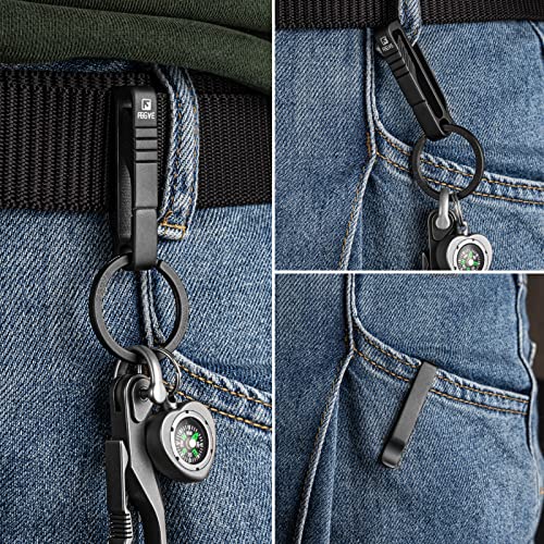 FEGVE Titanium Quick Release Keychain Clip, Belt Key Clip with Key Ring