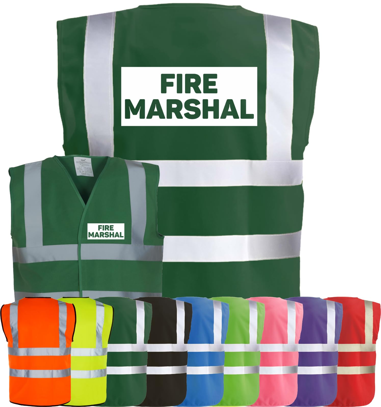 Corporate Togs FIRE MARSHAL Hi-Vis Safety Vest - High-Visibility Waistcoat Tabard, British Standard CE Marked, Fastening Vest | Protective Safety Wear