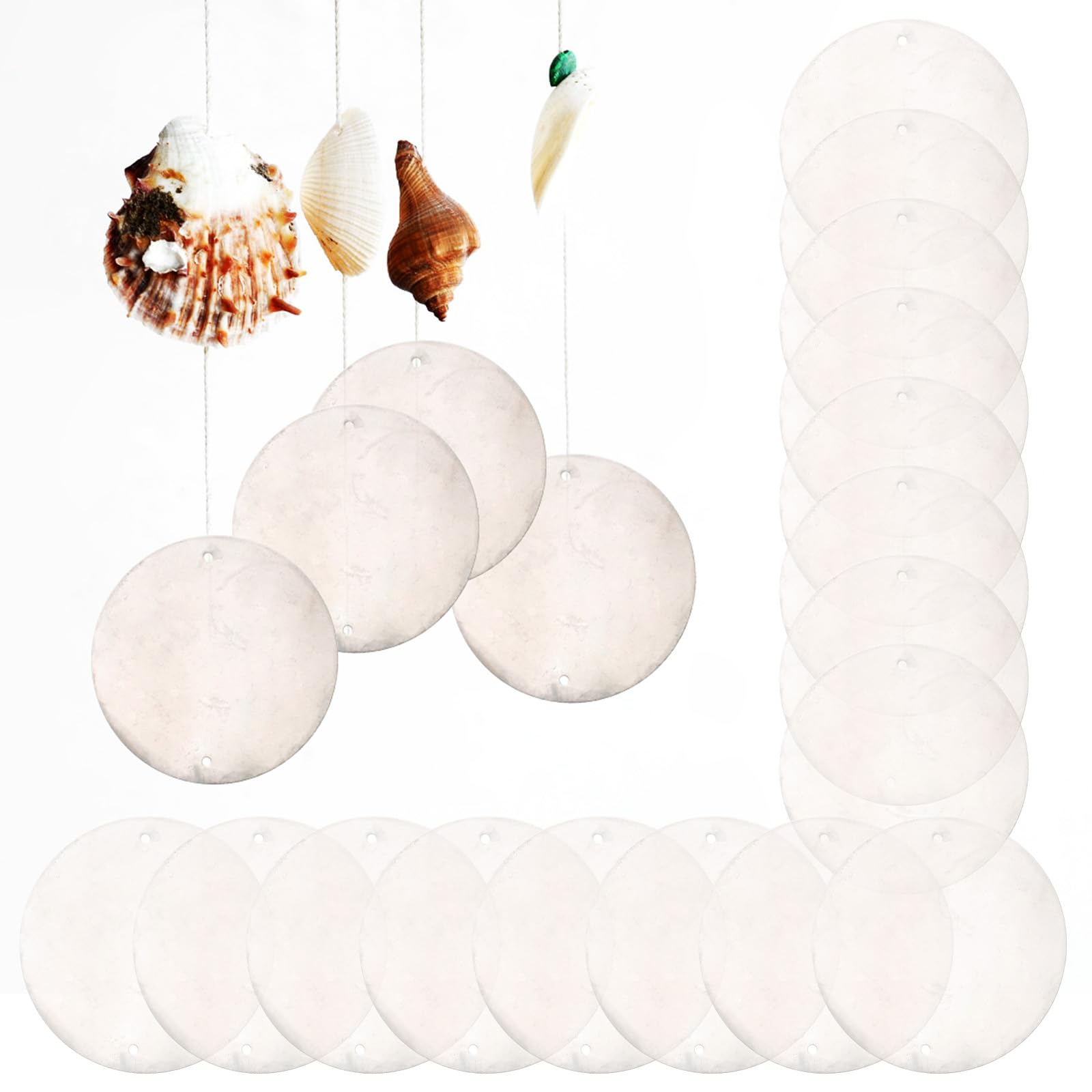 Coquille Breloques Perles Coquille Bleu Boucle D'oreille Plat Rond Coquilles Perles Carillon éolien Extérieur Manuel Windspiel Capteur De Rêves Accessoires