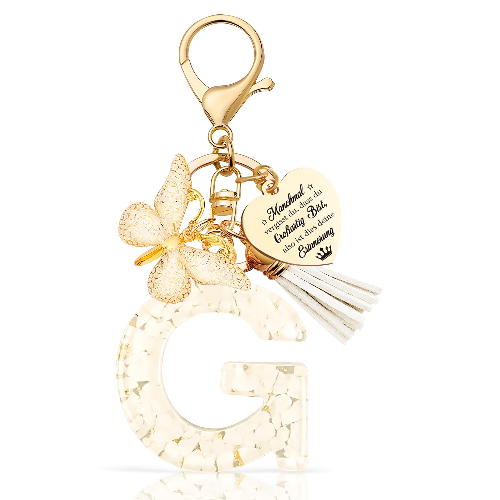 Anruzon Schlüsselanhänger Mädchen Buchstabe - Schlüsselanhänger mit Anfangsbuchstaben Schlüssel Anhänger - Einschulung Geschenk - Keychain Geschenk für Kinder, Mädchen, Frauen