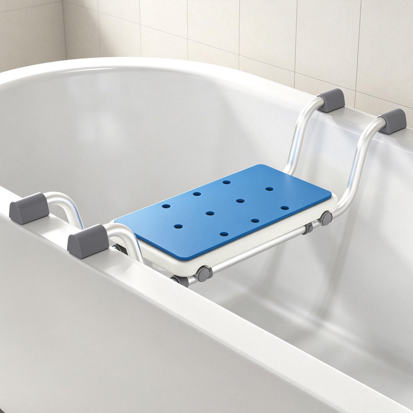 Badewannensitz Verstellbare Breite - Ergonomisches Badewannenbrett bis 136kg, Werkzeuglose Montage Badewannenhilfe für Senioren & Schwangere