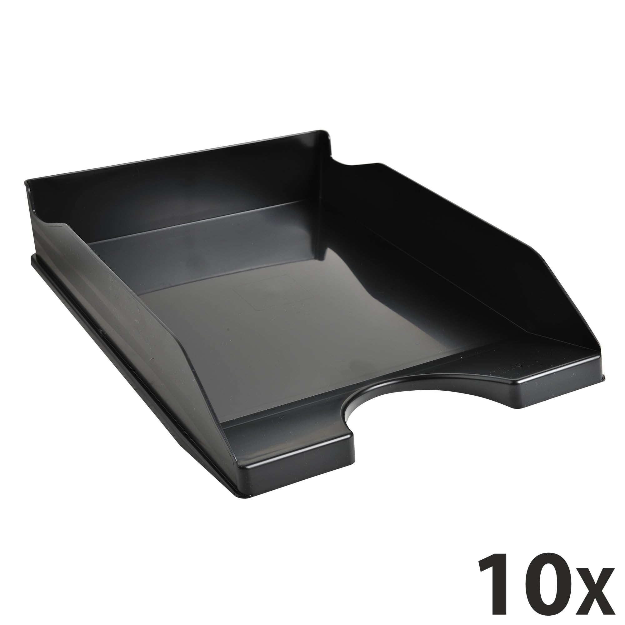 Exacompta ECOTRAY Lot de 10 corbeilles à courrier 34 x 25 x 6,5 cm noir A4+ Ange Bleu