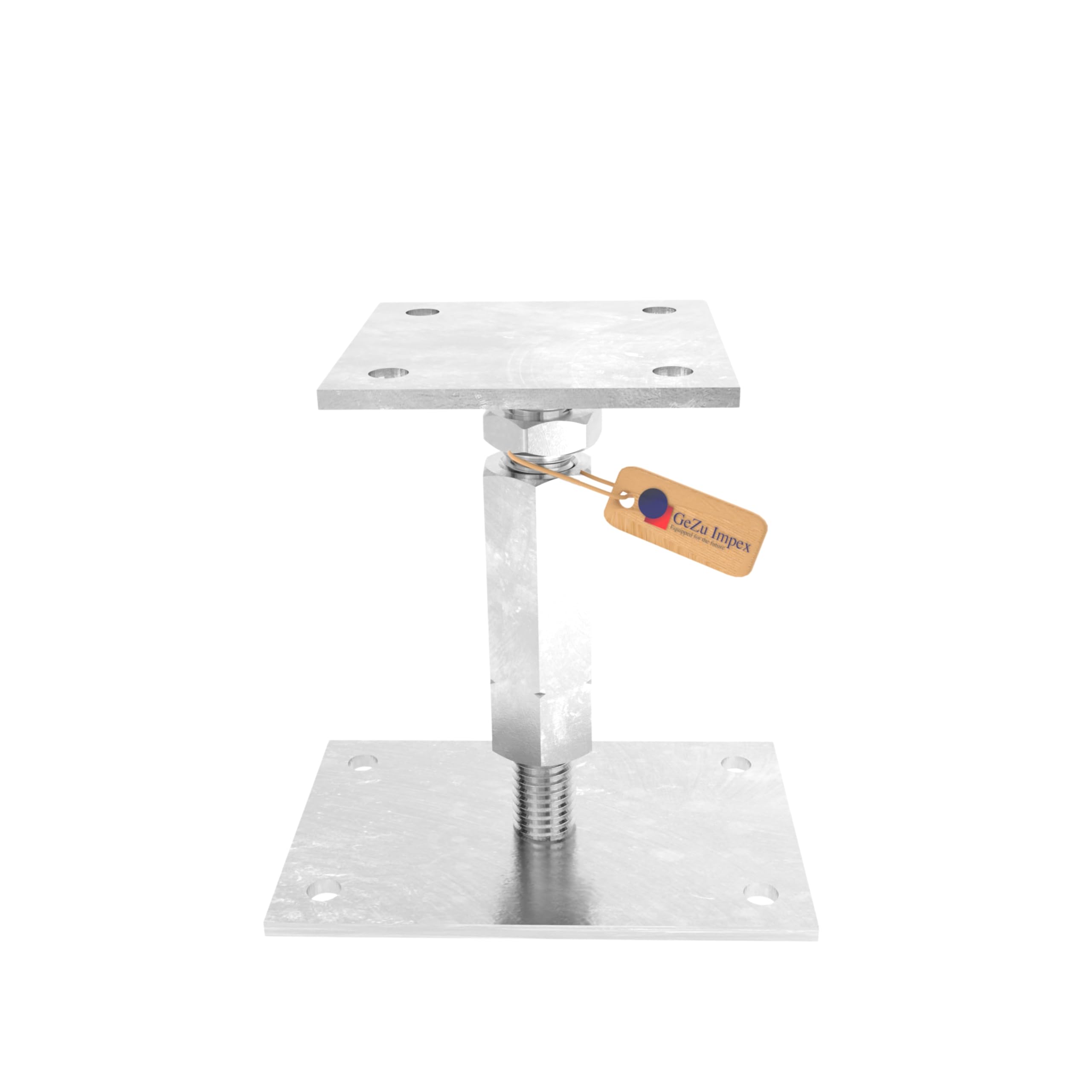 GEZU IMPEX Adjustable Post Support 100 x 100 mm Galvanised Electroplated Set of 8 Height Adjustable Post Anchors Support for High Base Fence