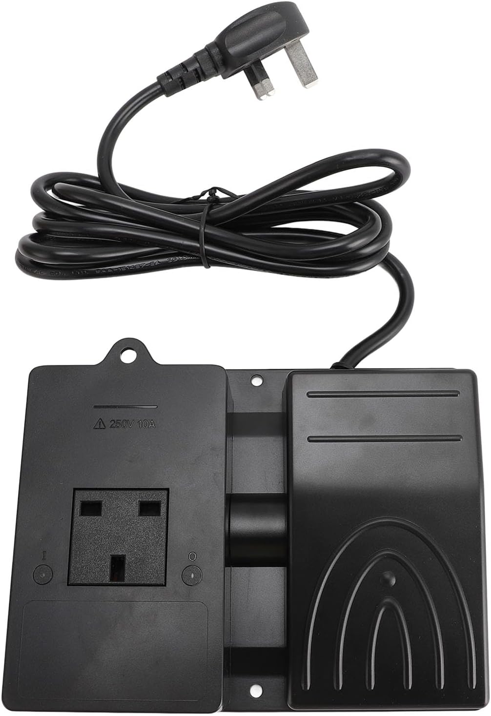 Foot Switch, 10A Foot Operated Pedal Controller with Socket, 6.56ft Cable, Power Switch Woodworking Machine Control Pressure Control Foot Switch (UK Plug)