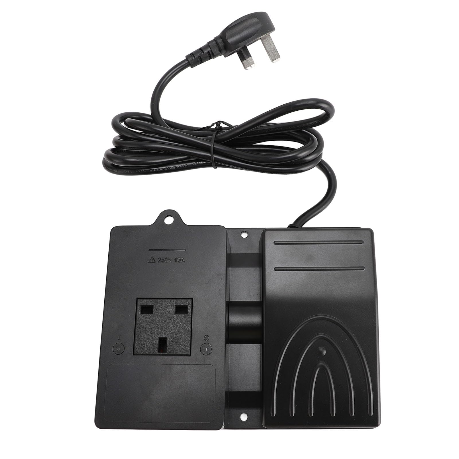 Foot Switch, 10A Foot Operated Pedal Controller with Socket, 6.56ft Cable, Power Switch Woodworking Machine Control Pressure Control Foot Switch (UK Plug)