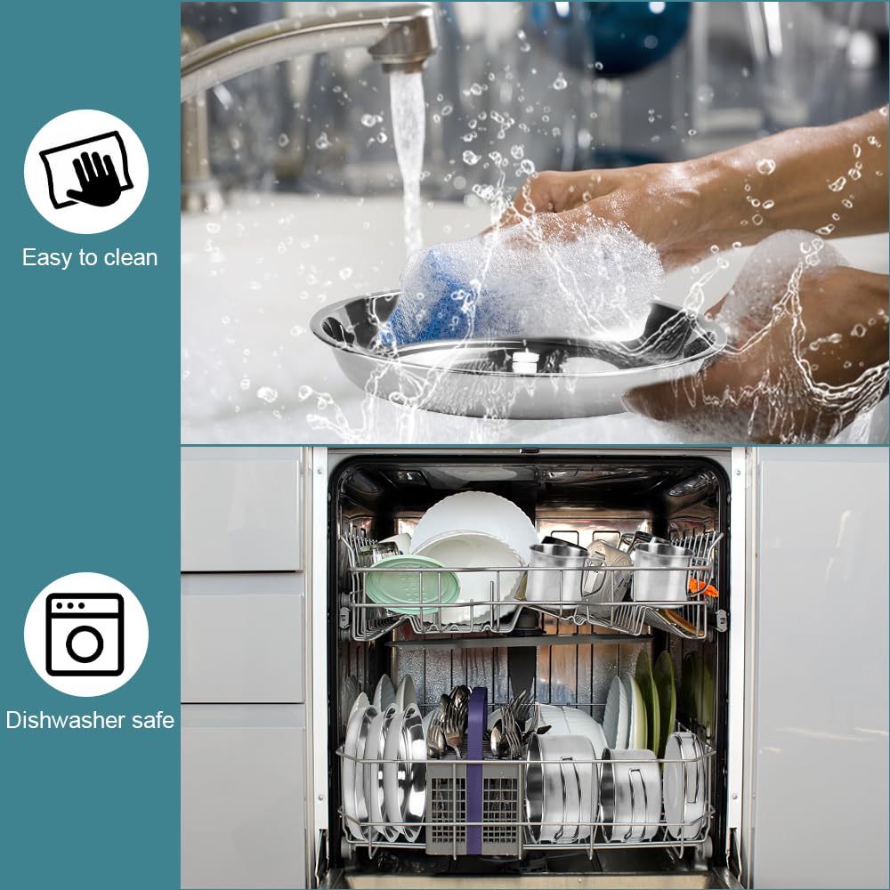 Kit De 8 Casseroles Inox Pour Camping – Poêle, Casseroles, Assiettes, Tasses – Poignées Pliables, Empilable – Pour 3-4 Personnes, Rando