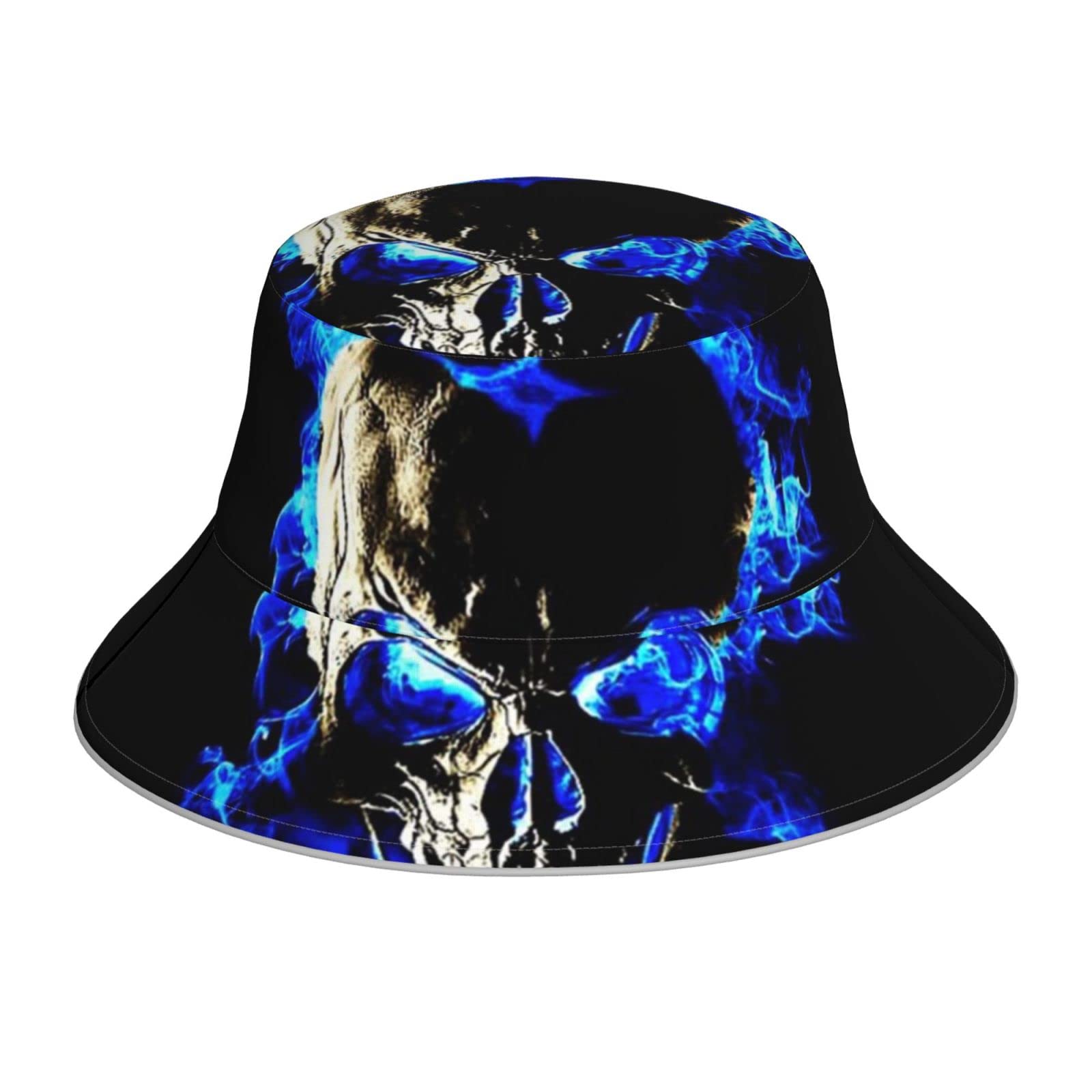 Reflective Bucket Hat Fisherman Sun Cap Travel Beach Hats - Blue Flame  Skull Fire Burning : Amazon.co.uk: Fashion