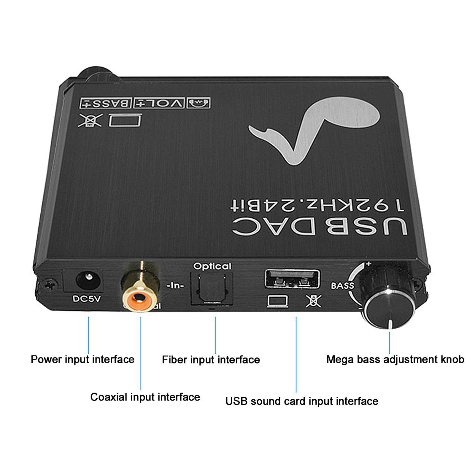 Convertisseur Numérique vers Analogique 192 KHz, Convertisseur DAC AY107 Numérique vers Analogique Optique Coaxial 3, 5 Mm Convertisseurs Numériques